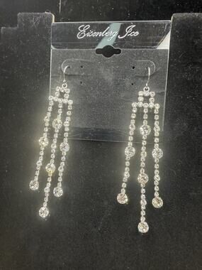 Eisenberg Ice Rhinestone Chandelier Earrings Vintage Silver Tone Sparkling